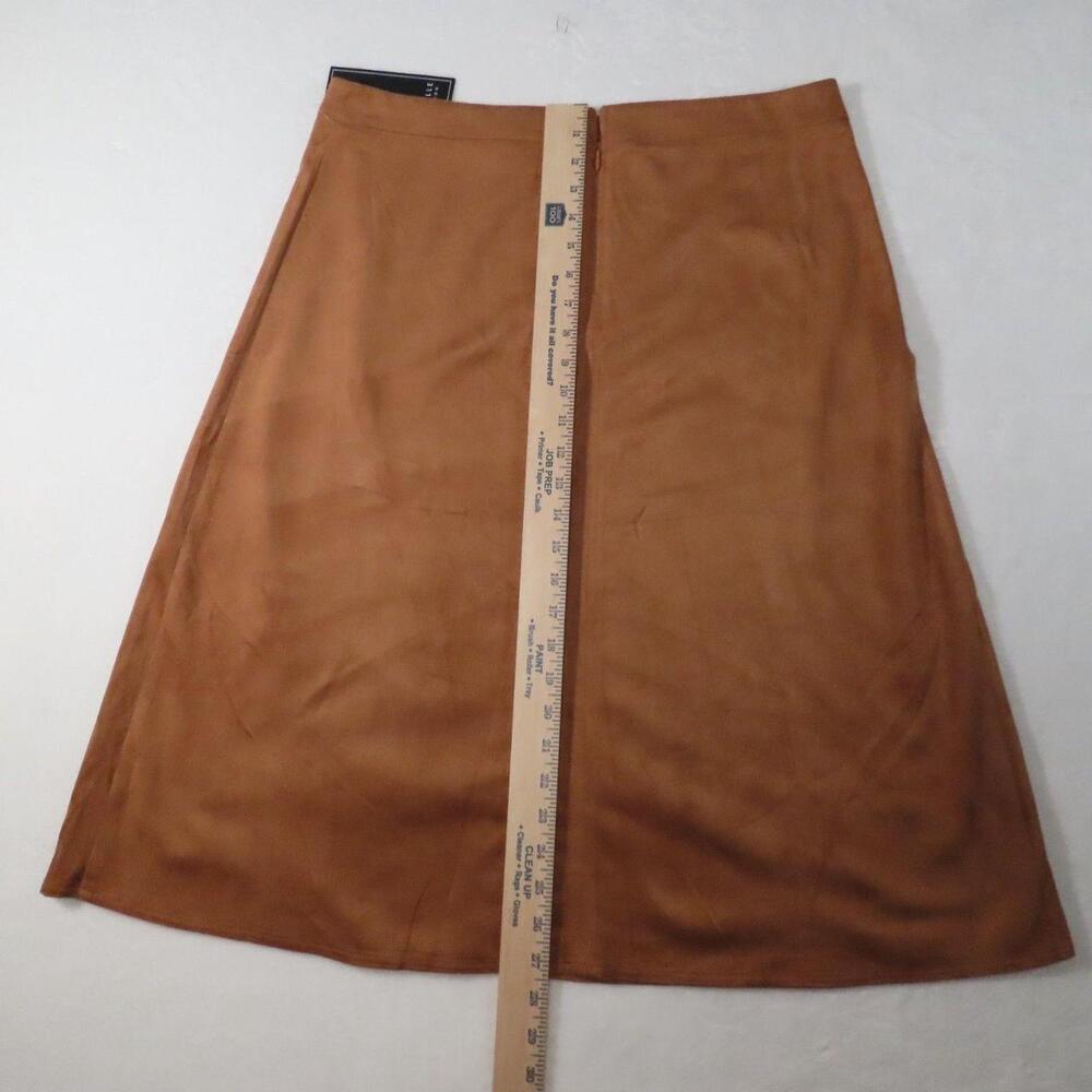 The Bagatelle Collection NWT Cognac Faux Vegan Suede A-Line Midi Skirt in size L